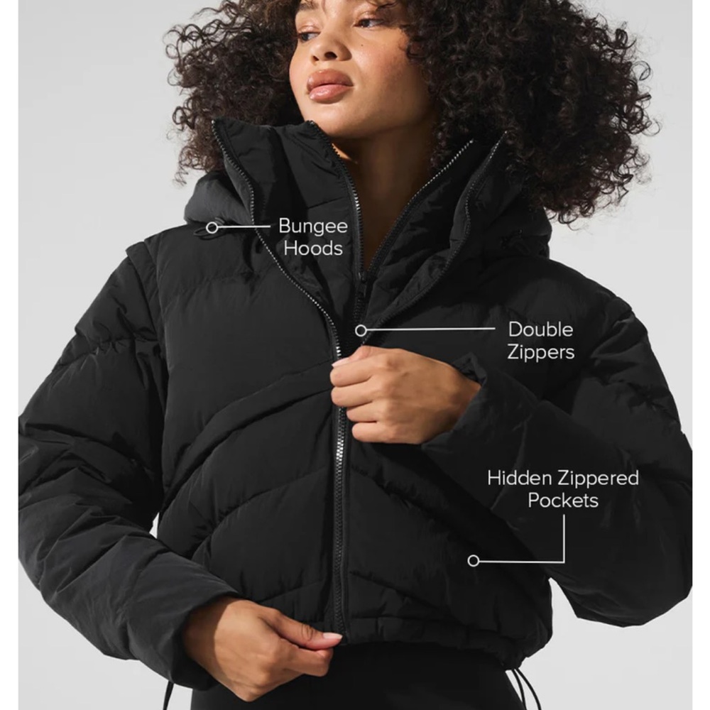 NWT ALO Black Glacier Puffer Jacket with Hood